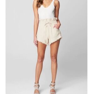 BLANKNYC Away from Here Beige Paperbag Waisted Shorts Linen Blend Wmns XL